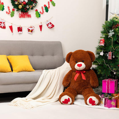 Giant Teddy Bear – 36" Plush Stuffed Animal with Red Heart, Brown