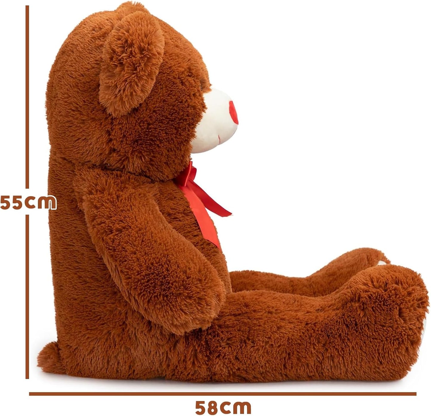 Giant Teddy Bear – 36" Plush Stuffed Animal with Red Heart, Brown