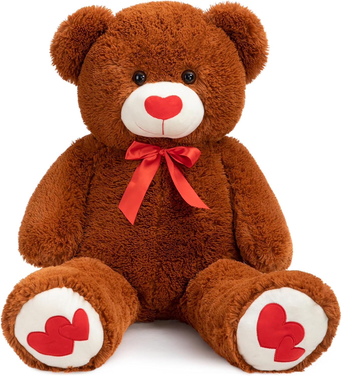 Giant Teddy Bear – 36" Plush Stuffed Animal with Red Heart, Brown
